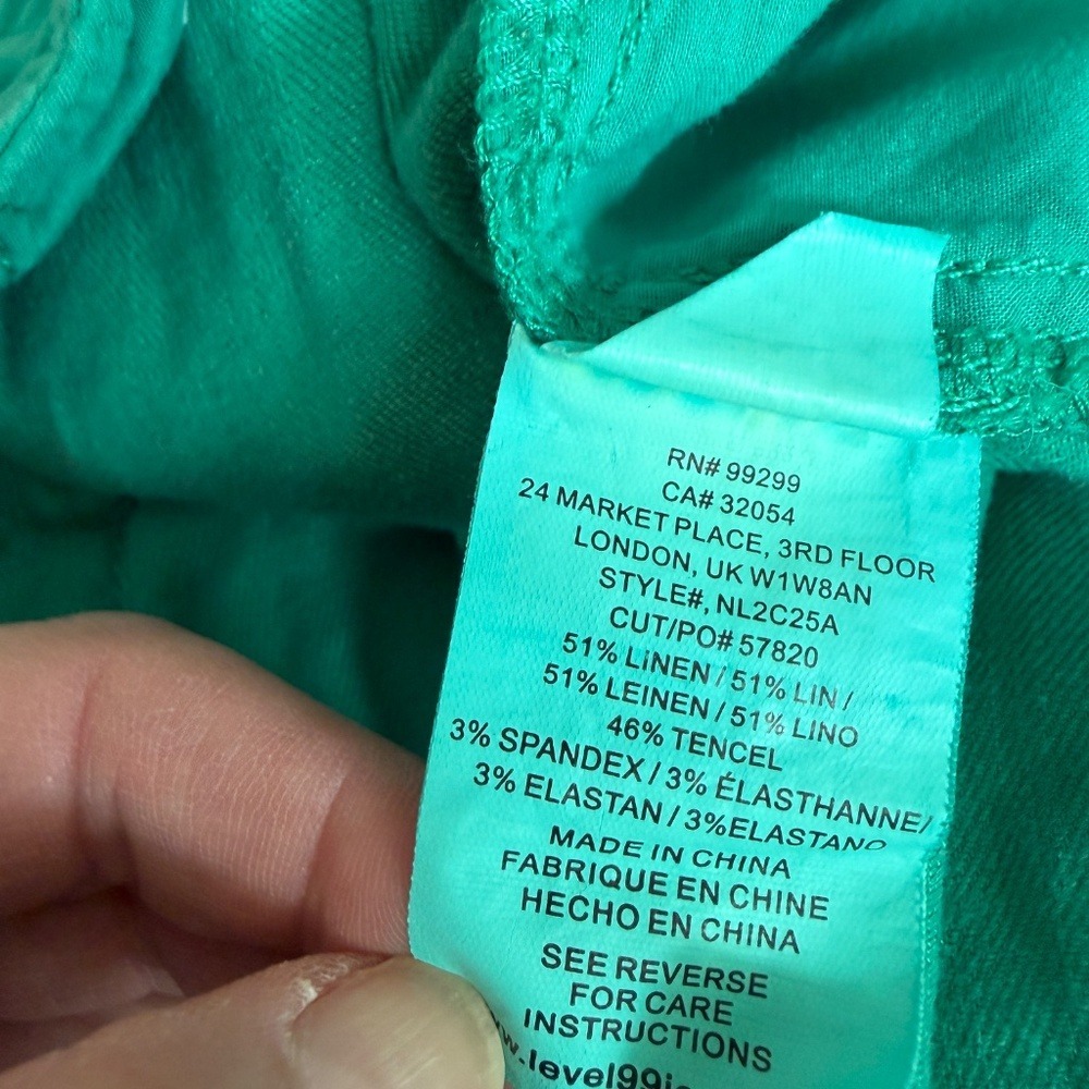 Anthropologie Level 99 Linen Trouser Pants Kelly Green Wide leg‎ Women 28 - Picture 11 of 14